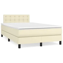 Vidaxl Box spring postelja z vzmetnico krem 120x200 cm umetno usnje