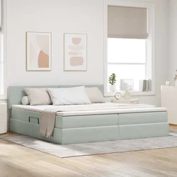 Krevet s od storage Svijetlo siva 200 x 200 cm Baršun