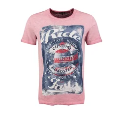 Key Largo Majica Fast moder denim/staro roza/rdeča/bela