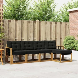Set vanjskih sofa 5 kom. Prirodna i crna