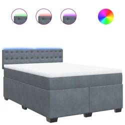 Vidaxl Box spring postelja z vzmetnico temno siva 160x200 cm žamet
