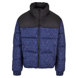 AOP Retro Puffer Jacket Dark Blue Damast Aop