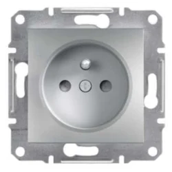 shumee Asfora 2P+PE vtičnica z zaklopom brez okvirja, aluminijasta EPH2800261