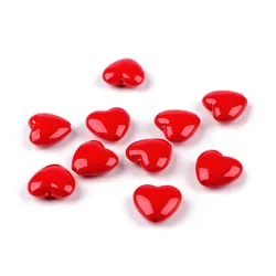 Plastični srčki 17x18 mm - rdeči (10 kosov)