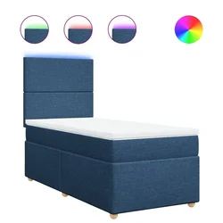 Vidaxl Box spring postelja z vzmetnico modra 90x200 cm blago