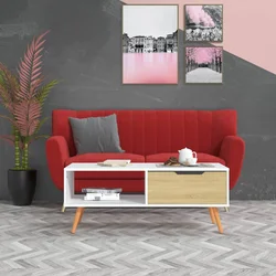 Stolić za kavu bijeli i boja hrasta 100 x 49,5 x 43 cm iverica