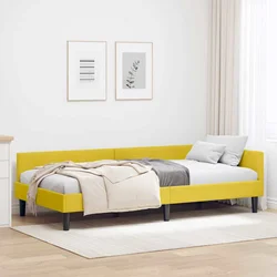 Kutni okvir kreveta s uzglavljem Žuta 90 cm x 200 cm Baršun