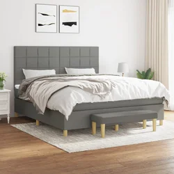 vidaXL Box spring postelja z vzmetnico temno siva 160x200 cm blago