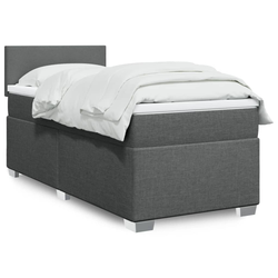 VIDAXL Box spring postelja z vzmetnico temno siva 100x200 cm blago