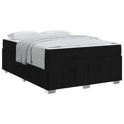 Vidaxl Konstrukcija postelje z vzmetnico Črna 160 x 200 cm blago