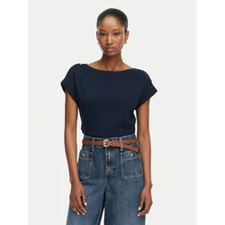 TOMMY HILFIGER Majica Gold-tone Button  temno modra