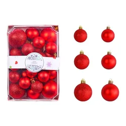 Novogodišnji set kugli za jelku, 26 komada, crvene, različite veličine 4-6 cm ( ASNX26-002 )