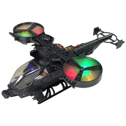 Vojaški helikopter z velikimi krili, luči, zvok