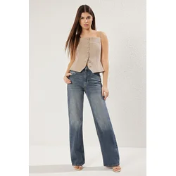 Trendyol Indigo High Waist Wide Leg Jeans