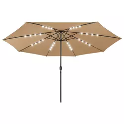 Vrtni suncobran s LED svjetlima 400 cm smeđesivi