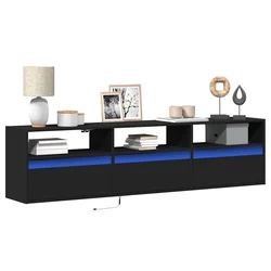 Zidni TV ormarić s LED rasvjetom crni 180x31x45 cm