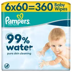 Pampers baby vlazne maramice 99% water 6x60kom