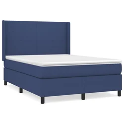 Vidaxl Box spring postelja z vzmetnico moder 140x190 cm blago