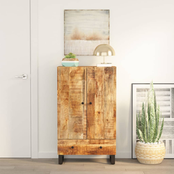 Visoka komoda s ladicom 60x33x100 cm od drva manga i željeza