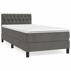 Vidaxl Box spring postelja z vzmetnico temno siv 90x190 cm žamet