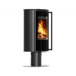Kratki Moderna peć na drva sa panoramskim staklom i termotec crnom oblogom Erik n/o, 5.5kw, Crna