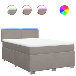 Vidaxl Box spring postelja z vzmetnico taupe 140x190 cm blago