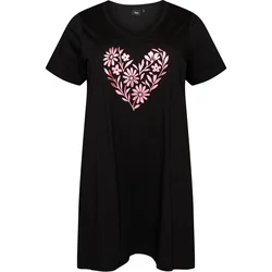 Zizzi Spalna srajca Malba magenta / črna / bela