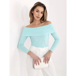 Bluza z odkritimi rameni v barvi mete