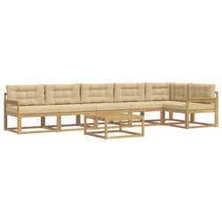 Set vanjskih sofa 7 pcs Bijela i bež 79 x 79 x 37 cm Poliester