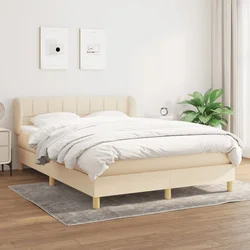shumee Box spring postelja z vzmetnico krem 140x200 cm blago