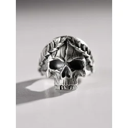 REYTEL Prstan SKULL IN A WREATH srebrna