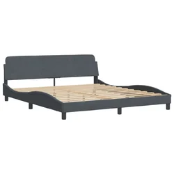 Vidaxl Posteljni okvir Dover temno siv 180x200 cm žamet