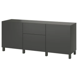 BESTA Kombin. odlaganje s fiokama, tamnosiva/Lappviken/Stubbarp tamnosiva, 180x42x74 cm