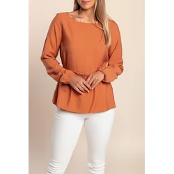 Plus size bluza z dolgimi rokavi, opečnata