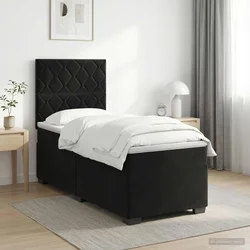 vidaXL Postelja boxspring z vzmetnico Črna 90 x 200 cm Žamet