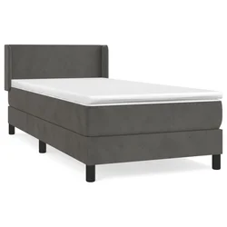 Vidaxl Box spring postelja z vzmetnico temno siv 90x190 cm žamet