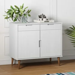 Komoda MOLDE bijela 90 x 40 x 80 cm od masivne borovine