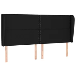 Vidaxl Vzglavje z ušesi črno 203x23x118/128 cm blago