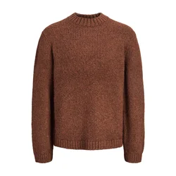 JACK & JONES Pulover JORSALAMANCO pikčasto rjava