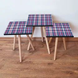 Hanah Home Set klub stočića 3Shp187, 3 komada, Svetloroze