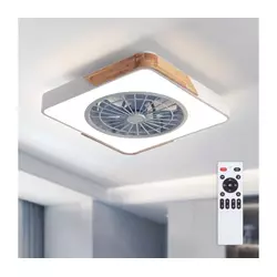 Brilagi - LED prigušiva svetiljka sa ventilatorom LED/38W/230V 50 cm bela/hrast + daljinski upravljač