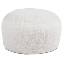 Autronic Tabure Stool, white Bouclé fabric. (AK-307 WT2)