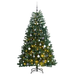 Umjetno božićno drvce 300 LED sa šarkama i kuglicama 210 cm