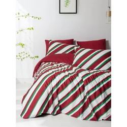 Merry - Crveno Zeleno Ranforce Posteljina za Jednu Osobu