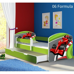 Drveni dječji krevet 140×70 s bočnom stranicom i dodatnom ladicom na izvlačenje - zeleni - 06