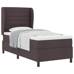 Vidaxl Postelja z vzmetnico z vzmetnico Temno rjava 100 x 200 cm blago