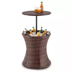 Blumfeldt Beerboy, dva odtenka rjave, vrtna miza, prostor za hlajenje pijače, O 50 cm, poliratan (GDW8-Beerboy)