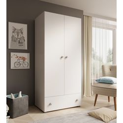 Garderobna omara Emily - 80 cm - bela/žoga