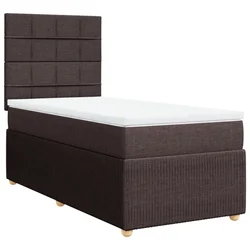 Vidaxl Box spring postelja z vzmetnico temno rjava 100x200 cm blago