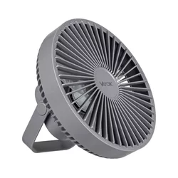 LED punjivi stoni ventilator sa LED osvetljenjem, 2W/5V USB, 2400 mAh, siva
